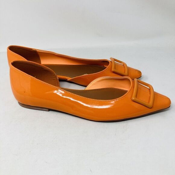 ASOS Legendary Pointed Ballet Flats Patent Orange Spring Summer Shoes US 9 - Picture 4 of 13